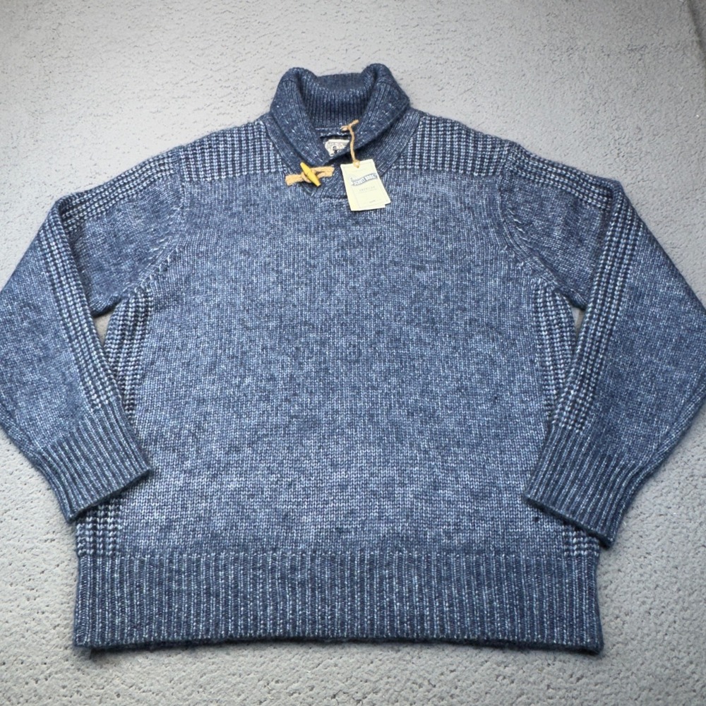 Schott NYC Sweater Mens XL Blue Shawl Collar Toggle Chunky Knit Pullover NWT